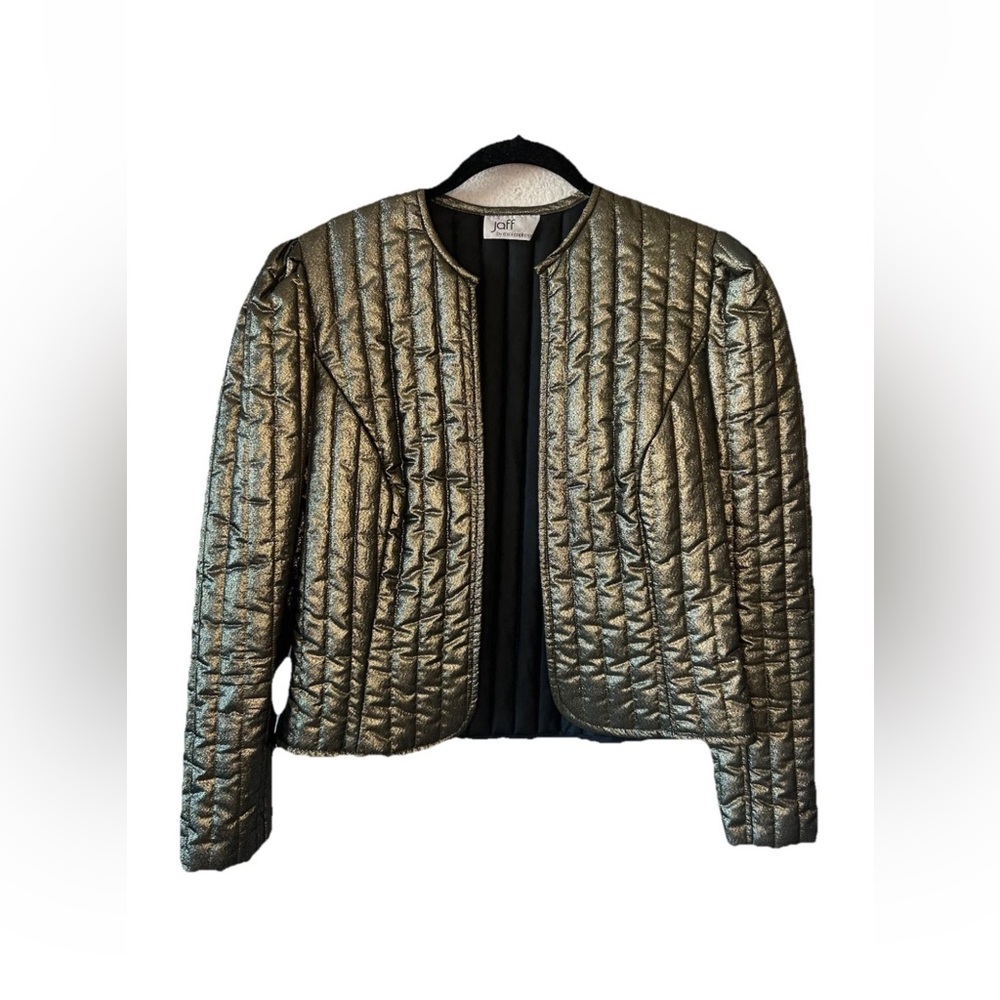 Vintage Jaff by Carol Anderson Metallic Quilted Puff Shoulder Jacket S/M